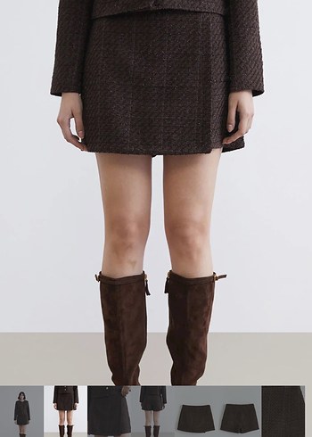 Kahverengi Kadın Triko Mini Etek - Görsel 4