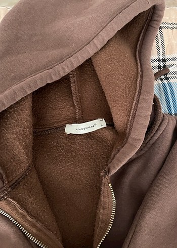 s Beden kahverengi Renk Kahverengi Fermuarlı Kapüşonlu Sweatshirt