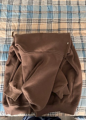 Zara Kahverengi Fermuarlı Kapüşonlu Sweatshirt