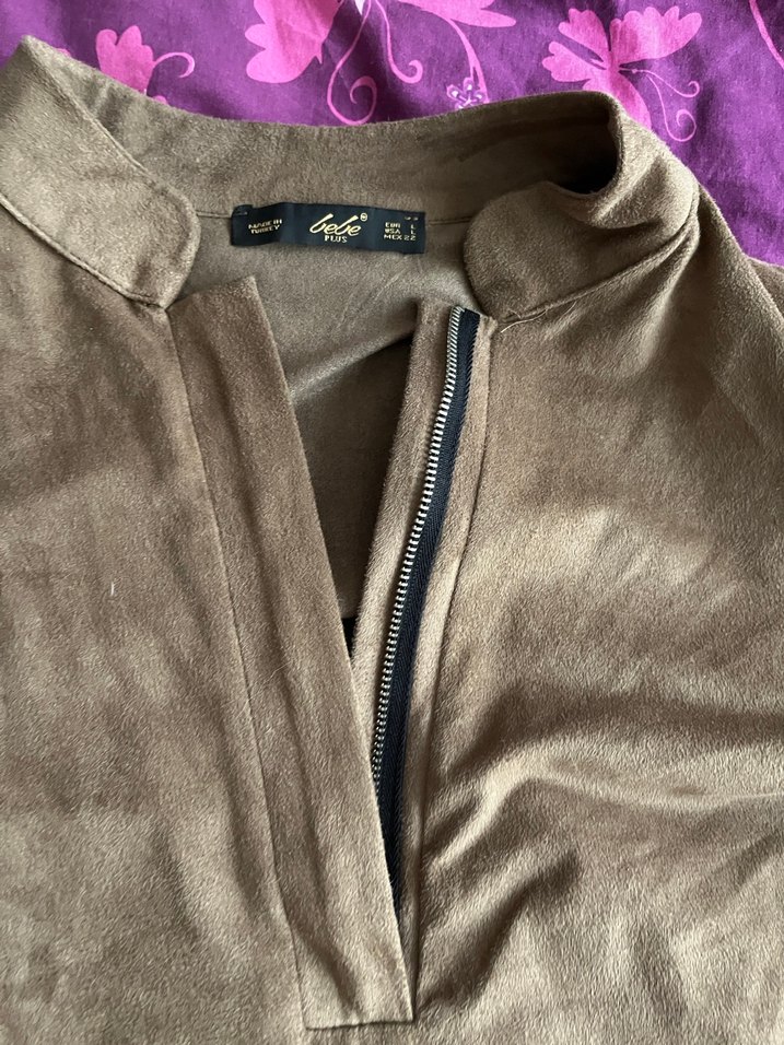 Vintage kadın süet kahverengi midi elbise - Görsel 3