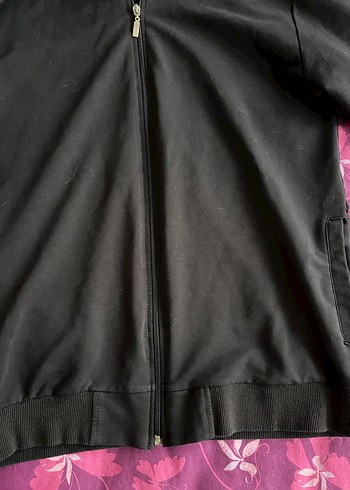 Siyah Kapüşonlu Fermuarlı sweatshirt ceket - Görsel 2