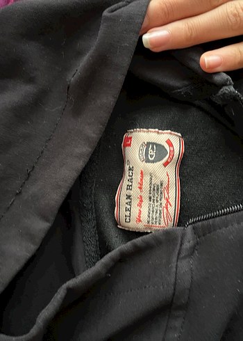 Siyah Kapüşonlu Fermuarlı sweatshirt ceket - Görsel 5