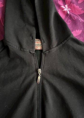 Siyah Kapüşonlu Fermuarlı sweatshirt ceket - Görsel 3