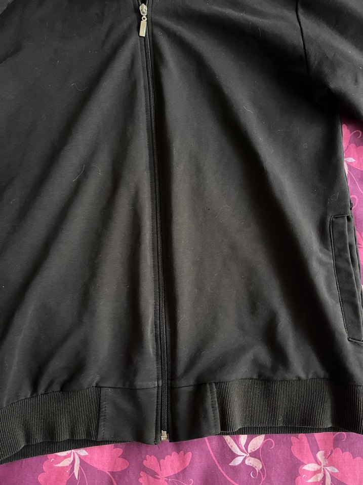 Siyah Kapüşonlu Fermuarlı sweatshirt ceket - Görsel 2