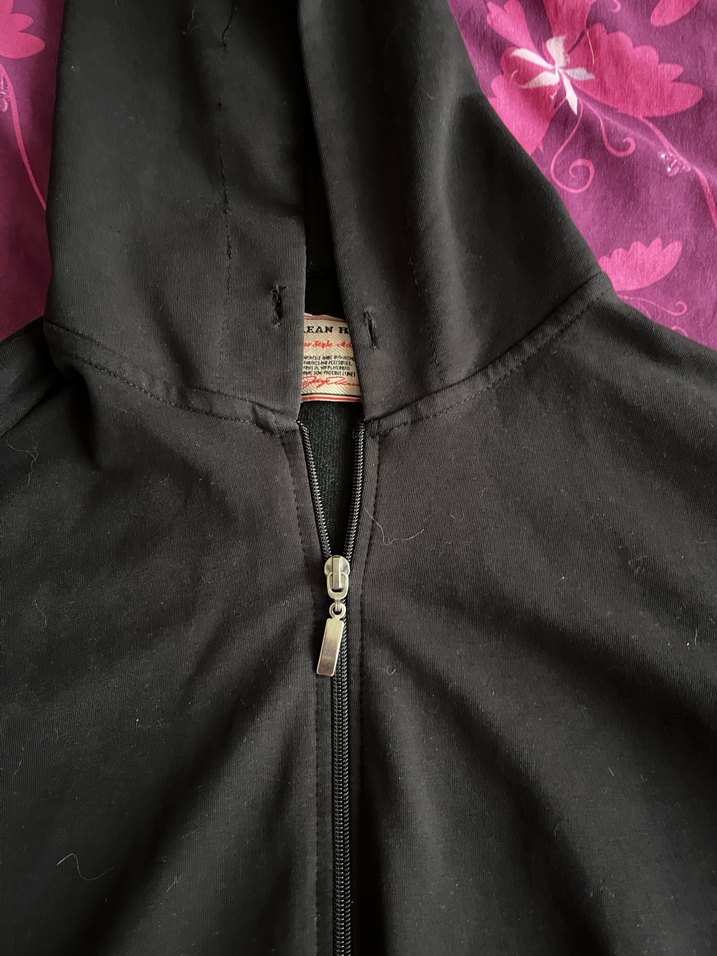 Siyah Kapüşonlu Fermuarlı sweatshirt ceket - Görsel 3