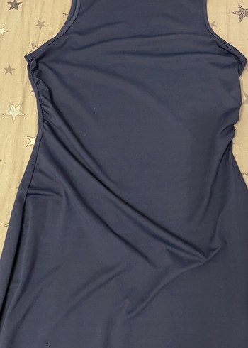 Shein lacivert drapeli midi elbise - Görsel 2