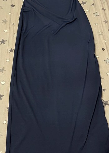 Shein lacivert drapeli midi elbise - Görsel 3