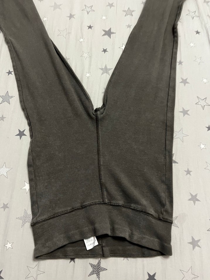 Antrasit Fitilli Ispanyol Paça Kadın Tayt - Görsel 4