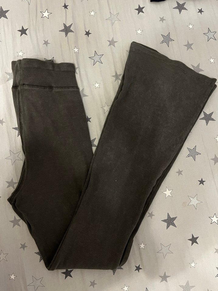 Antrasit Fitilli Ispanyol Paça Kadın Tayt - Görsel 2