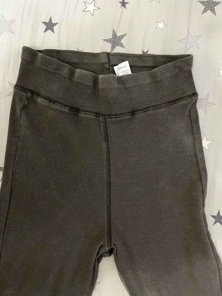 Antrasit Fitilli Ispanyol Paça Kadın Tayt - Görsel 3