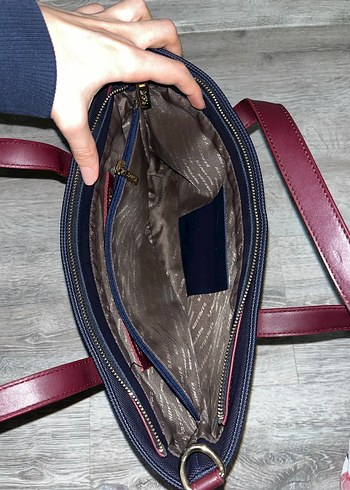 Bordo Deri Fermuarlı Kadın Çanta - Görsel 3