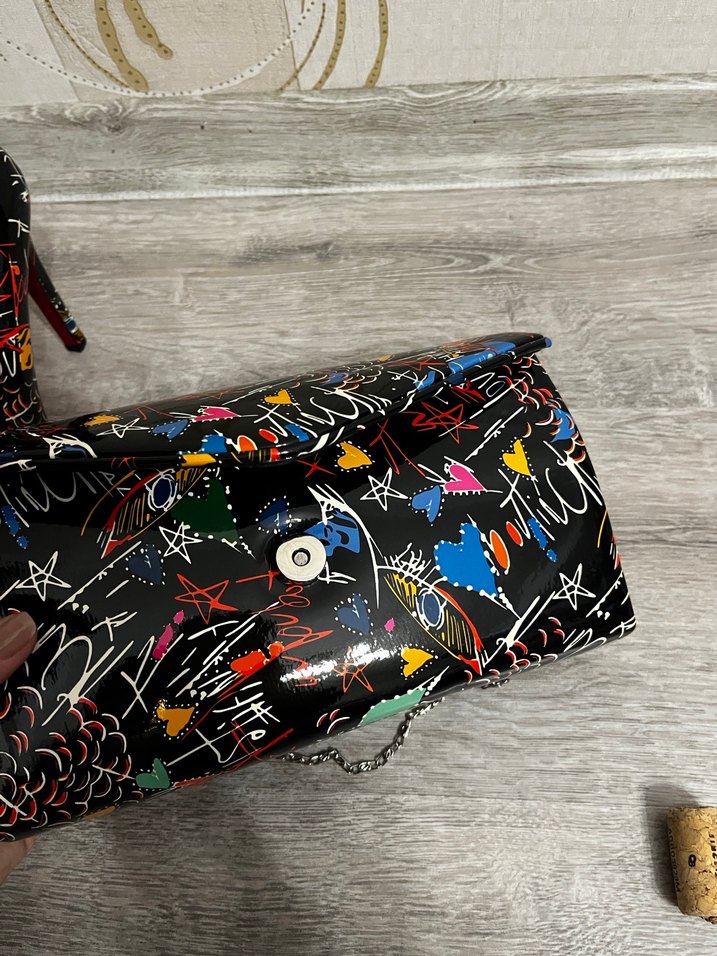 Renkli Baskılı Zincir Detaylı Kadın Çanta - Görsel 3