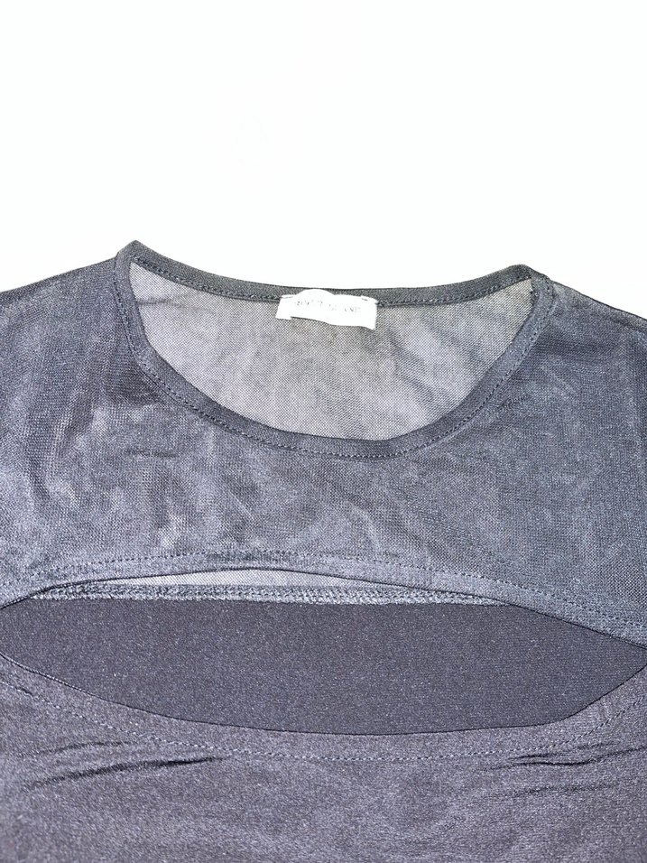 Siyah Transparan Detaylı crop bluz - Görsel 2