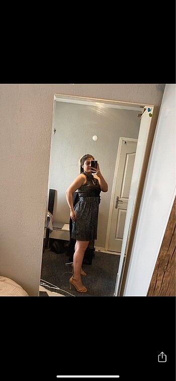 Parıltılı antrasit elbise - Görsel 3