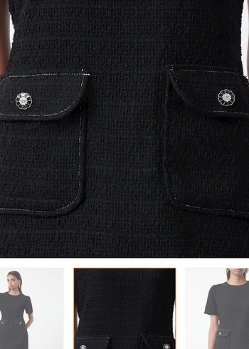 Düğme detay siyah tüvit elbise - Görsel 3