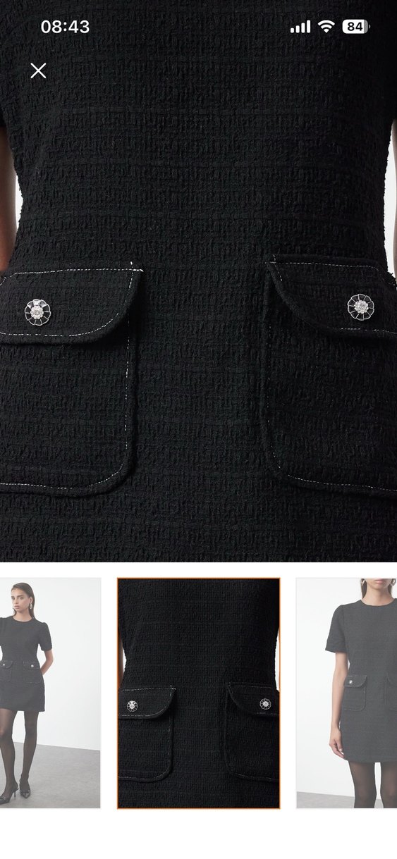 Düğme detay siyah tüvit elbise - Görsel 3