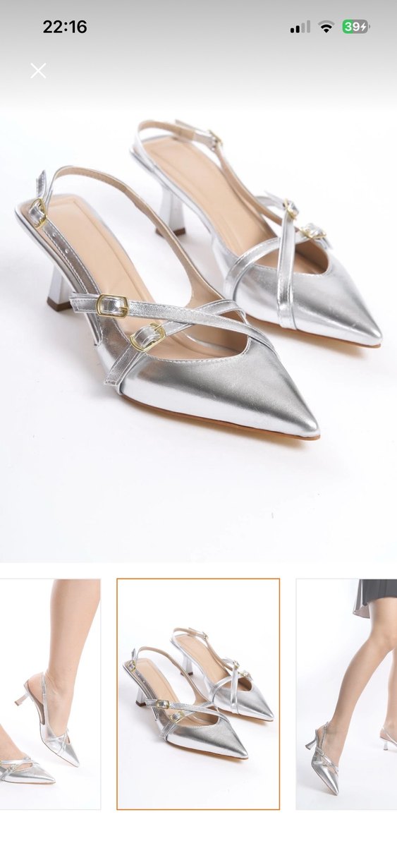 Gri Metalik Tokalı Stiletto Kadın Ayakkabı - Görsel 3