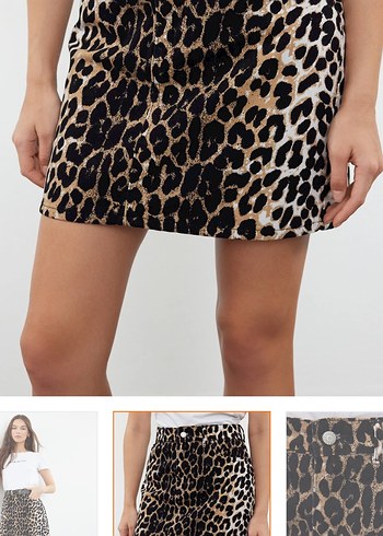 Kürk Detaylı Leopar Desenli Mini Etek - Görsel 2
