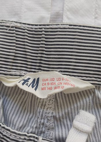 H&M Düğmeli Çizgili Erkek Şort Gri
