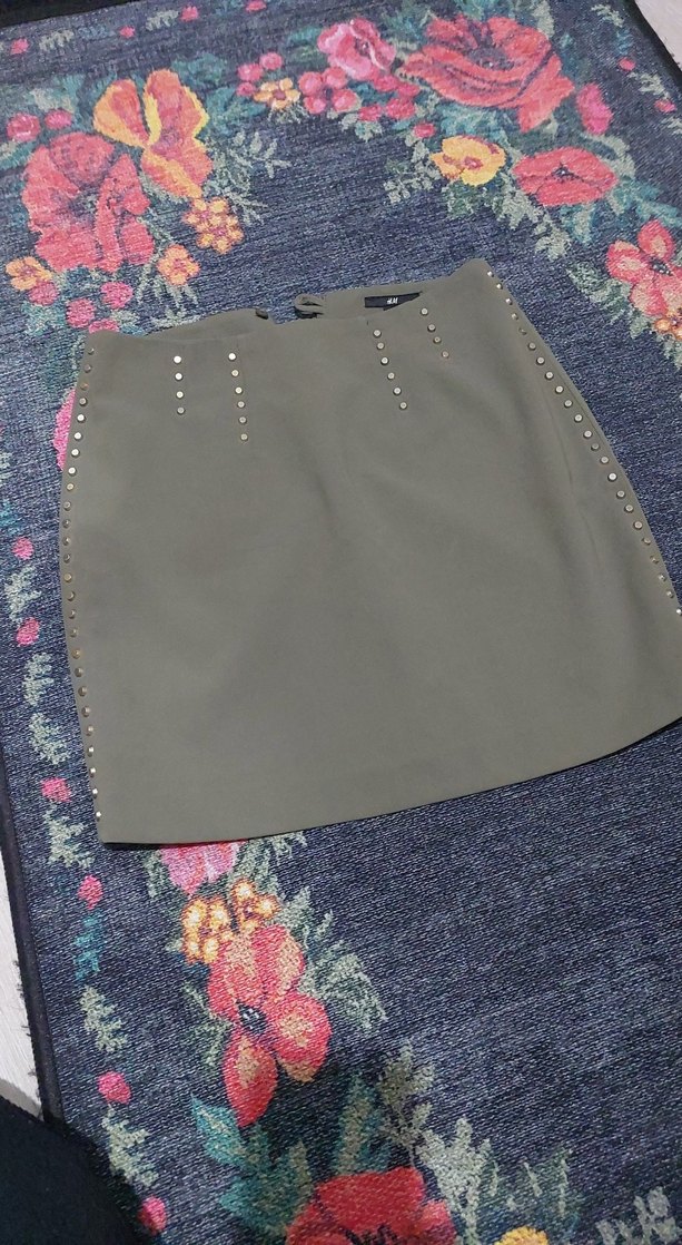 haki zımbalı Etek - Görsel 2