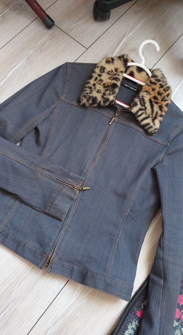 Kürk Detaylı Kadın Kot Ceket VINTAGE - Görsel 3