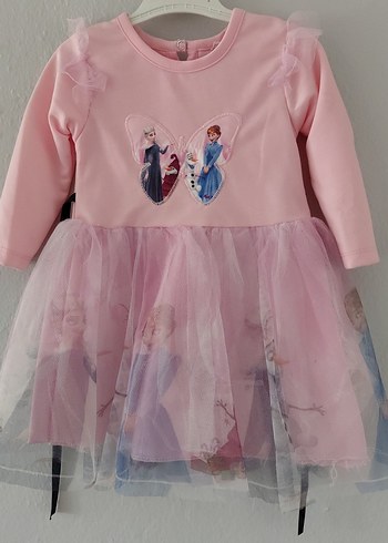 Pembe Kız Çocuk Uzun Kollu Fırfırlı Elbise