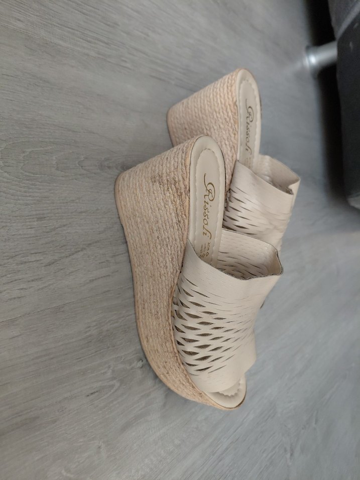 Bej Kadın Dolgu Topuk Espadril Terlik - Görsel 2