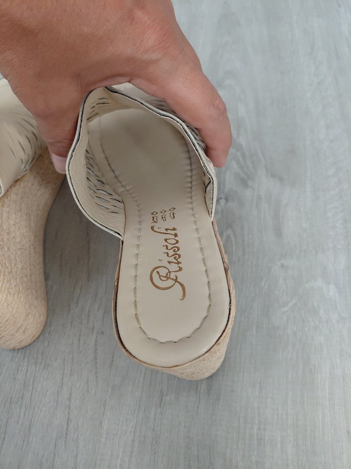 Bej Kadın Dolgu Topuk Espadril Terlik - Görsel 4