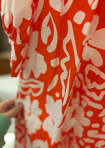 Renkli Baskılı Uzun Kollu Bohem Elbise - Görsel 4