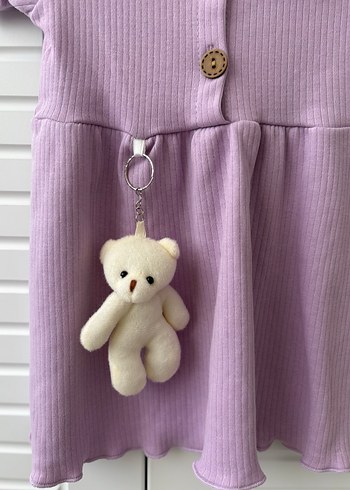 Düğmeli Mor Triko Kız Elbise - Görsel 2