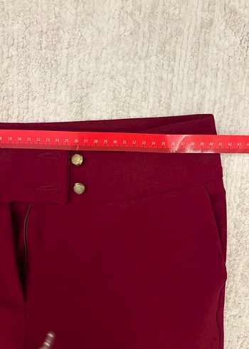 Bordo Düğmeli Kadın Kumaş Pantolon - Görsel 4