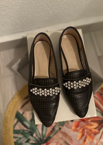 Klasik Siyah Deri Tokalı Stiletto Kadın Babet - Görsel 3