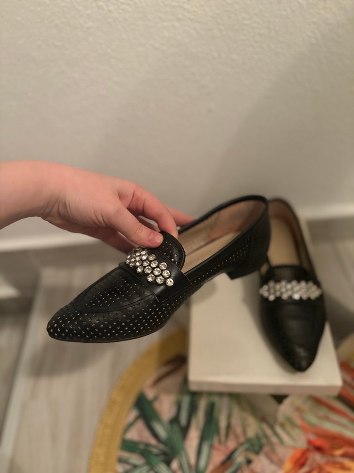 Klasik Siyah Deri Tokalı Stiletto Kadın Babet - Görsel 2