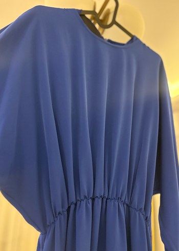 Mavi Uzun Kollu Salaş Kadın Elbise - Görsel 4