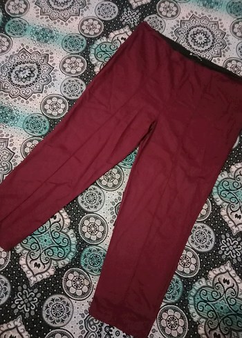 diğer Beden bordo Renk büyük beden Kadın Midi Kumaş Pantolon