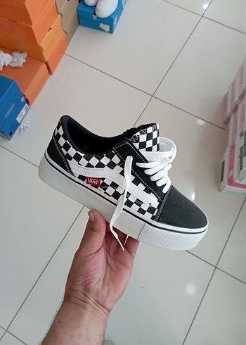 Vans Kadın Beyaz Siyah Kareli Platform Spor Ayakkabı