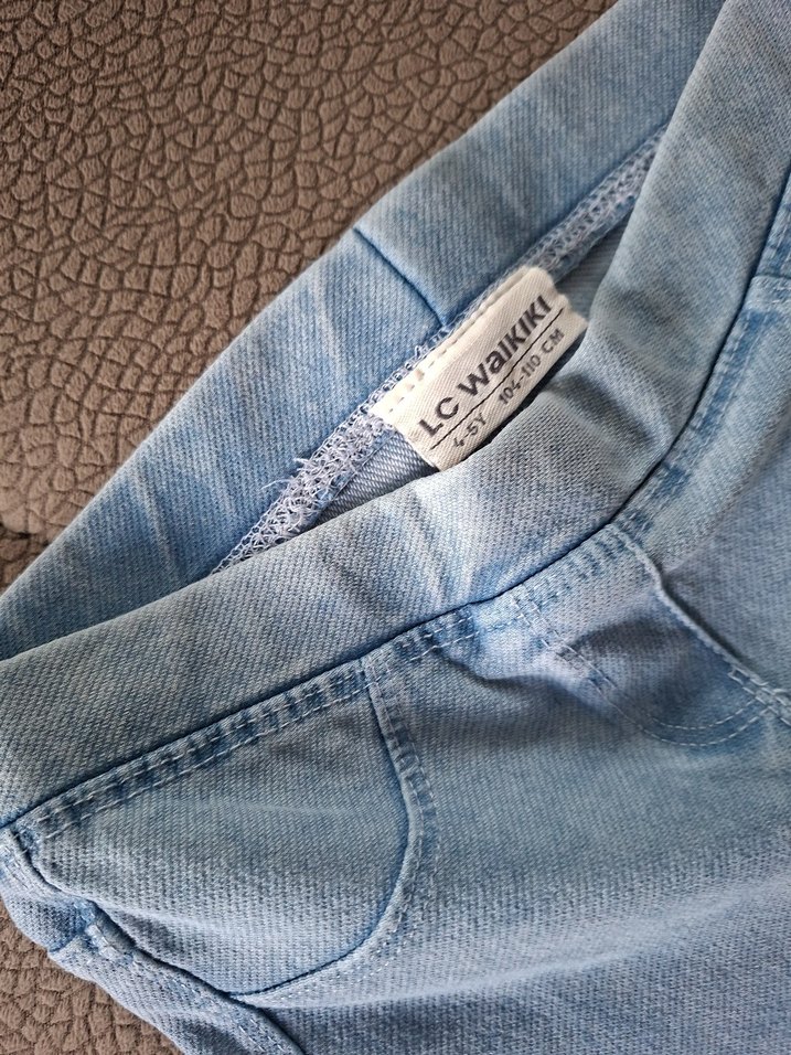 Lc Waikiki marka Kız Çocuk Mavi Dar Kesim kot kumaş Pantolon - Görsel 3