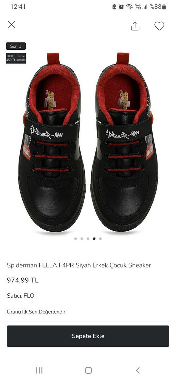 Siyah Erkek Çocuk Spiderman Sneakers - Görsel 2