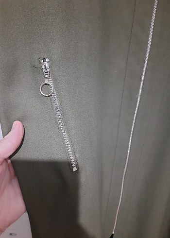 Ghisa Marka Kadın Haki Uzun Fermuarlı Oversize Kaban - Görsel 3