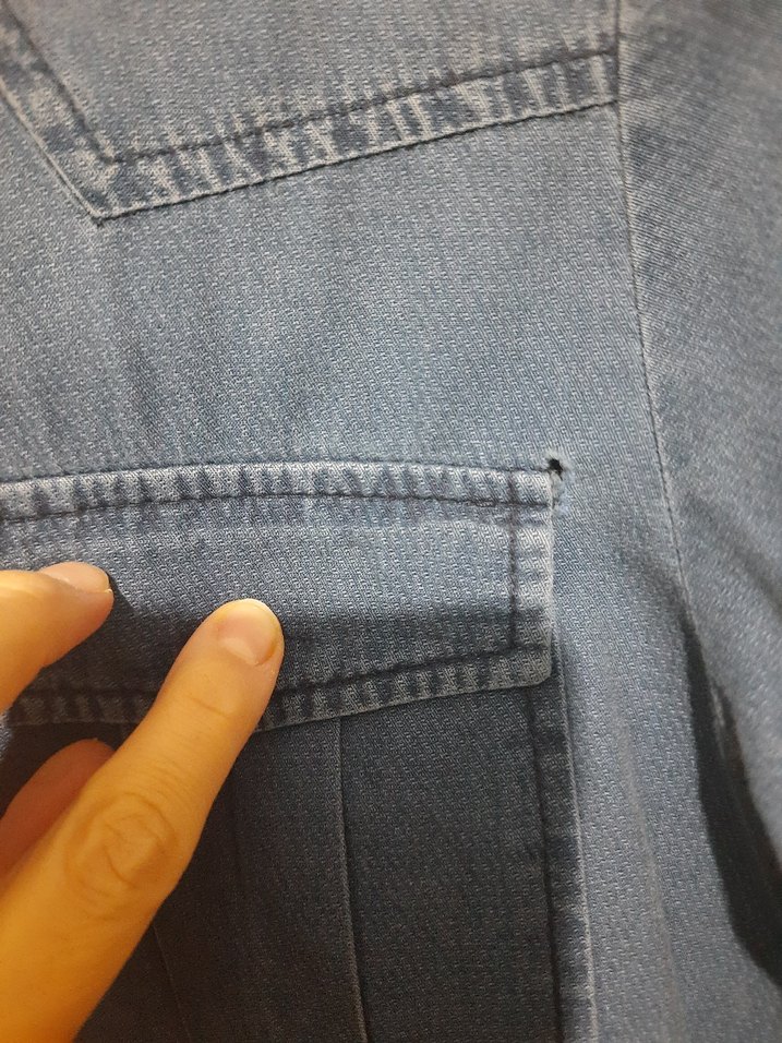 Düğmeli Uzun Mavi Denim Kadın Ceket - Görsel 5