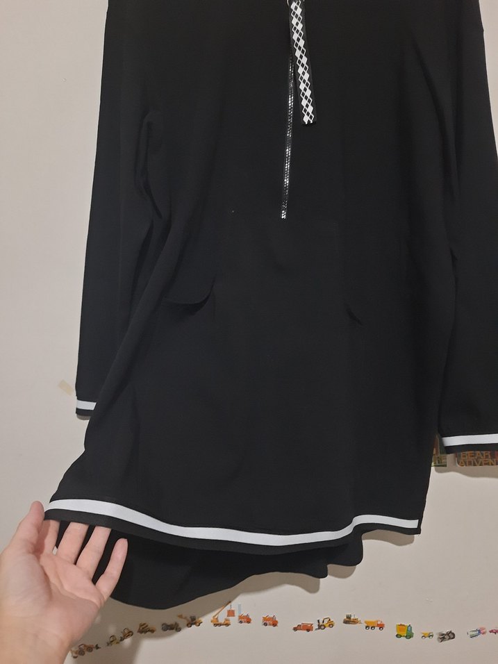 Kadın Siyah Uzun Kollu Fermuarlı Tunik - Görsel 5