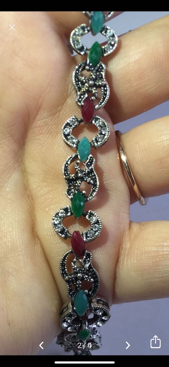 Renkli Taşlı Zincir Detaylı Bohem Bileklik - Görsel 2