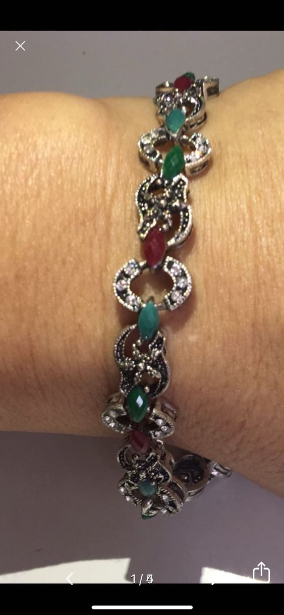 Renkli Taşlı Zincir Detaylı Bohem Bileklik - Görsel 4