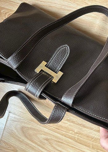Hermes Kahverengi Deri Tokalı Kadın Çanta - Görsel 12