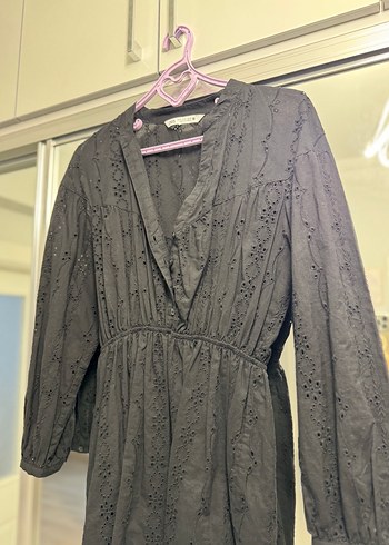 Dantel Detaylı Siyah Midi Elbise - Görsel 4