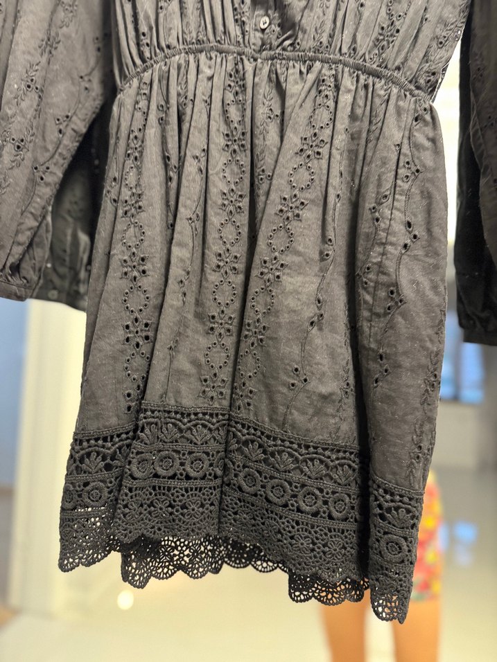 Dantel Detaylı Siyah Midi Elbise - Görsel 5