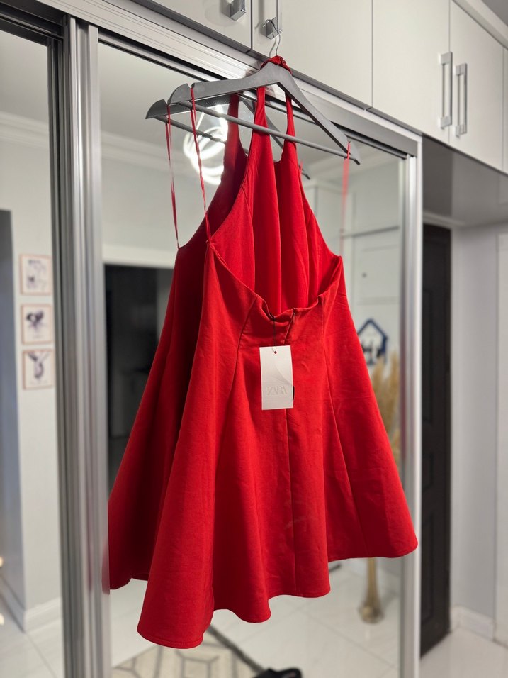 Kırmızı Zara Elbise - Görsel 3