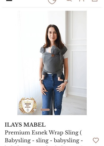 ILAYS MABEL Gri Premium Esnek Bebek sling kanguru - Görsel 4
