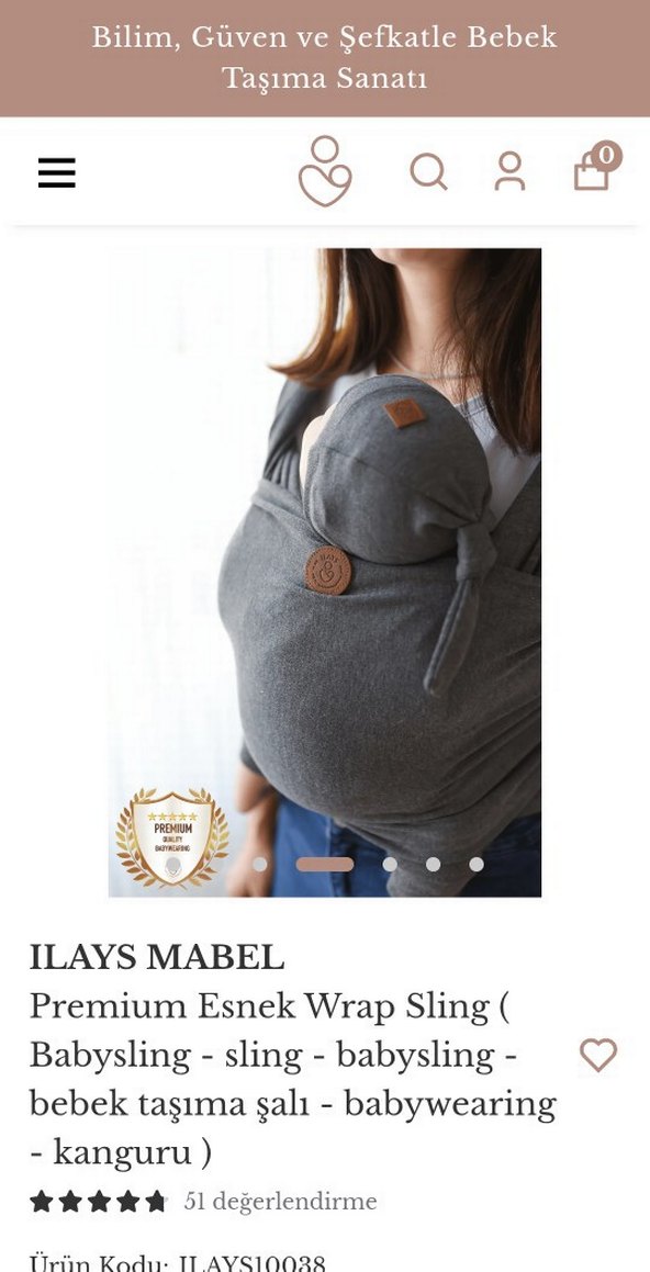 ILAYS MABEL Gri Premium Esnek Bebek sling kanguru - Görsel 5