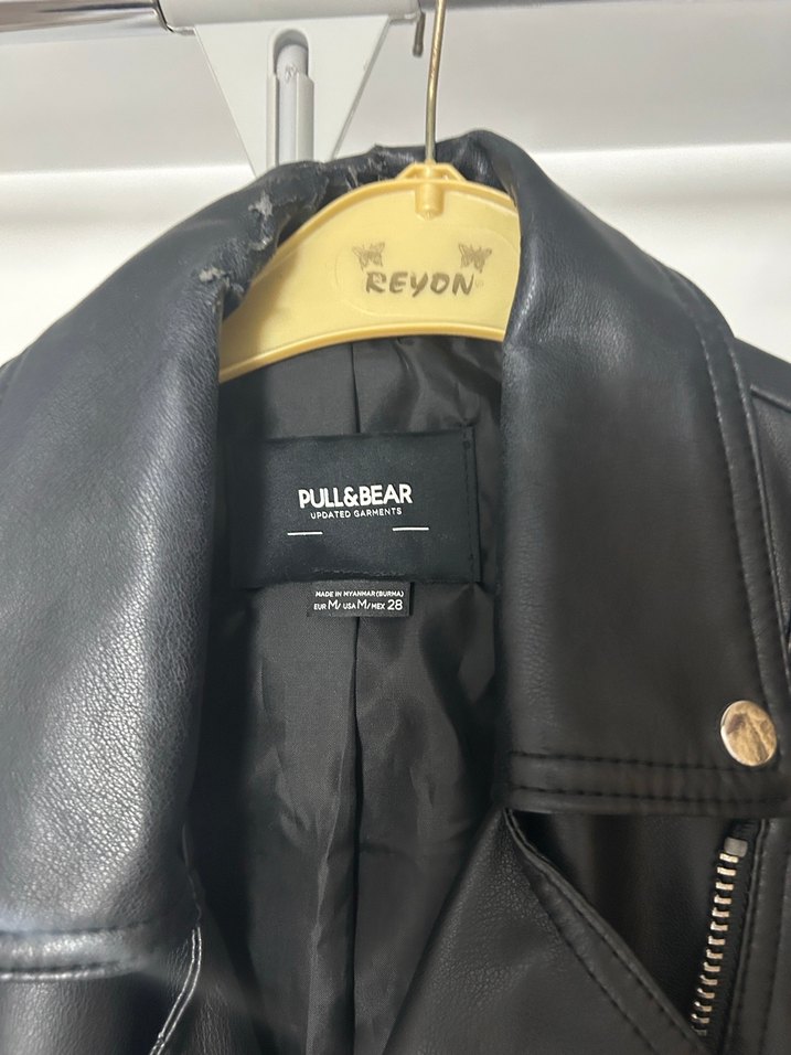 Kadın Siyah Deri Biker Ceket - Görsel 4